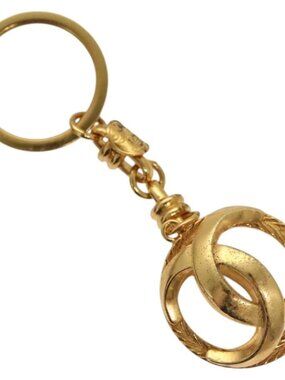 CHANEL COCO Mark Key Ring metal Gold CC Auth ar13427